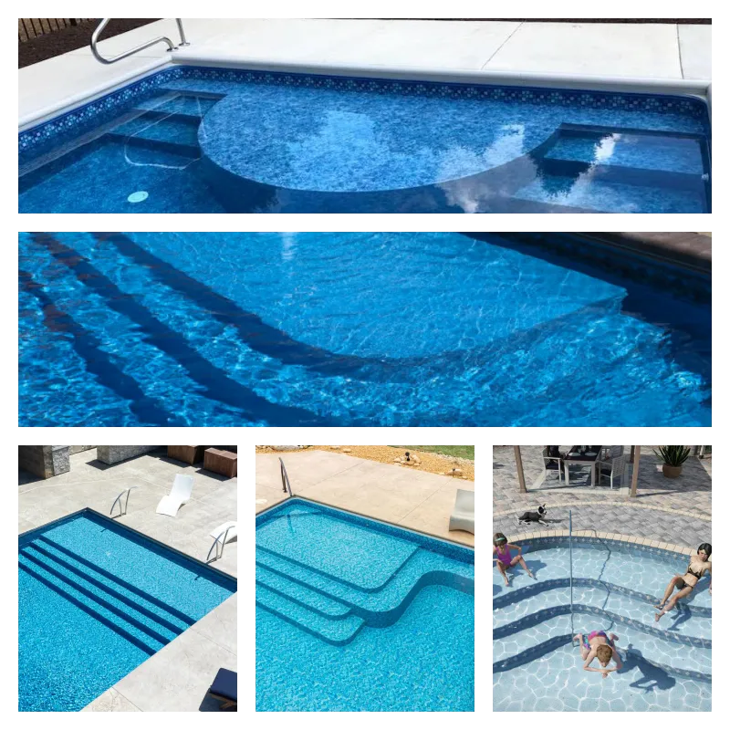 Piscina reformada utilizando manta armada