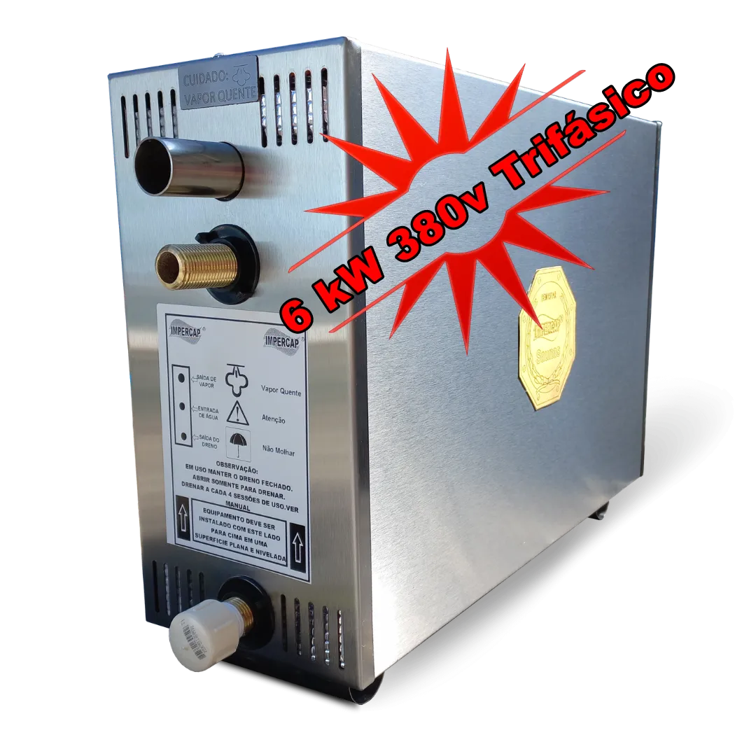 Sauna a vapor 6 kw 380v Trifasico 7,5 m³