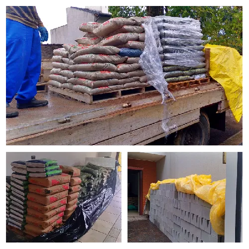 Material de alvenaria para a reforma da piscina