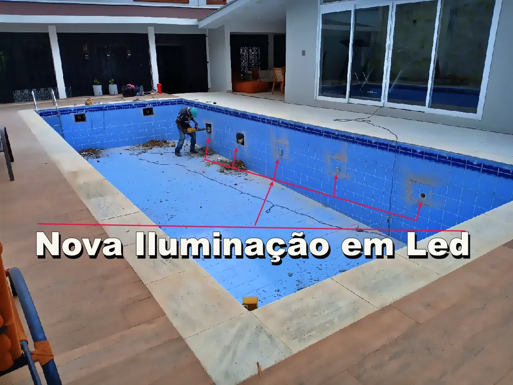 Nova iluminação em Led RGB para a piscina