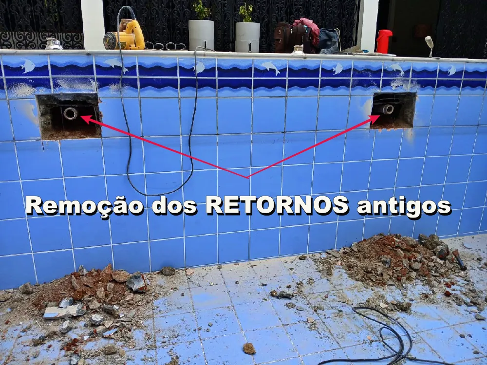 Remoção dos retornos antigos da piscina