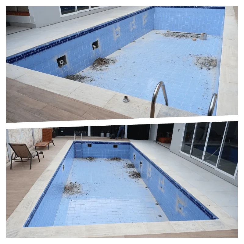 Transformação de piscina de azulejo em piscina de vinil imagem parte 1