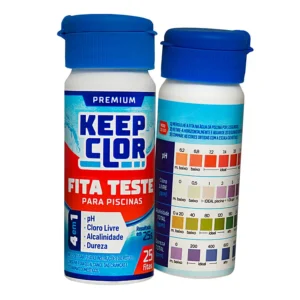 🔬Fita Teste Keepclor 4 em 1: Análise Rápida de Cloro, pH, Alcalinidade e Dureza Cálcica Quatro Parâmetros Essenciais em Um Único Teste Rápido! A Fita Teste Keepclor é a sua solução mais prática e confiável para monitorar a saúde da piscina. Em uma única análise, você mede quatro parâmetros cruciais: Cloro Livre, pH, Alcalinidade Total e Dureza Cálcica. Basta mergulhar a fita na água por 15 segundos e comparar as cores para saber o estado exato do tratamento. Garanta o equilíbrio químico e a segurança da sua água com a máxima facilidade e precisão.