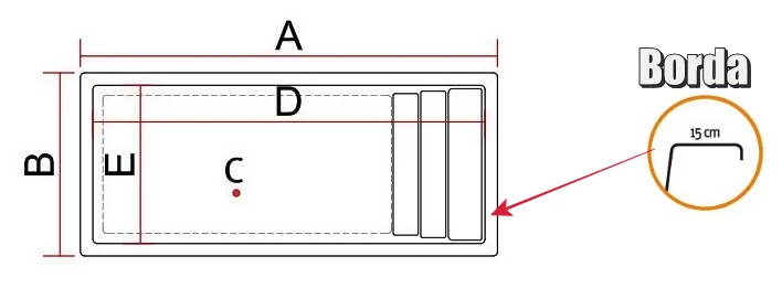 Medidas da Piscina de Fibra modelo estilo 2016