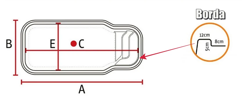 Detalhes das Medidas da Piscina de Fibra modelo Top 2026