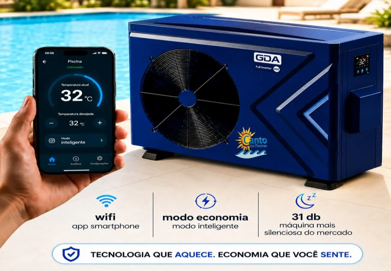 Trocador de Calor Full Inverter GDA para aquecimento de piscinas.
