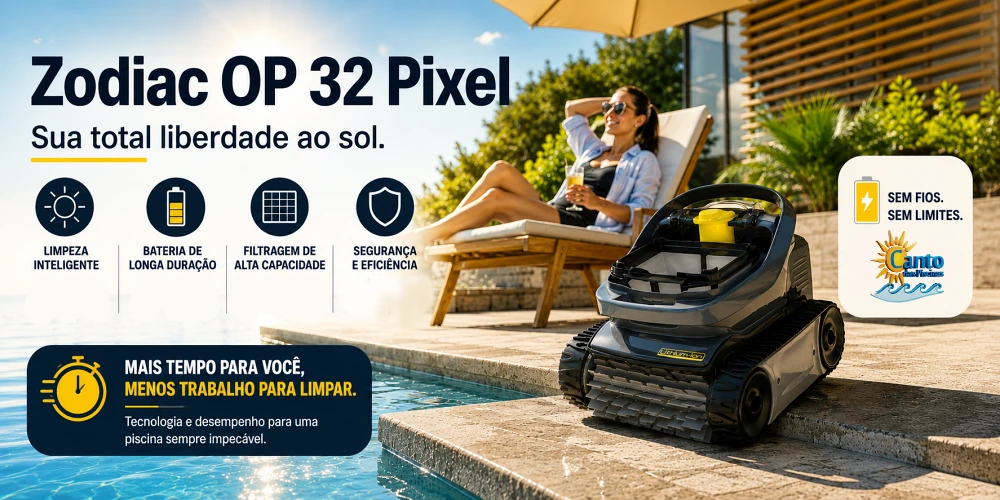 Robô Aspirador de Piscina Sem Fio Zodiac Pixel OP 32