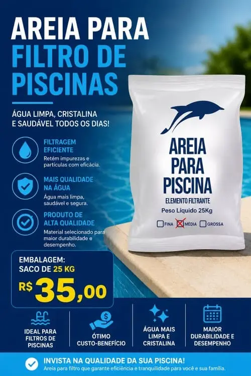 Areia para Filtro de Piscina - 100% Quartzo Natural (25kg)
