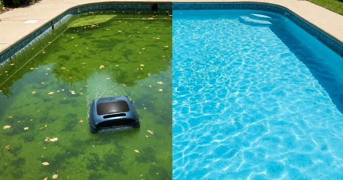 Piscina precisando de manutenção