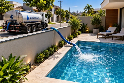 Abastecimento de piscina com caminhão-pipa