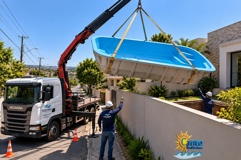 Içamento de piscina de fibra para instalação