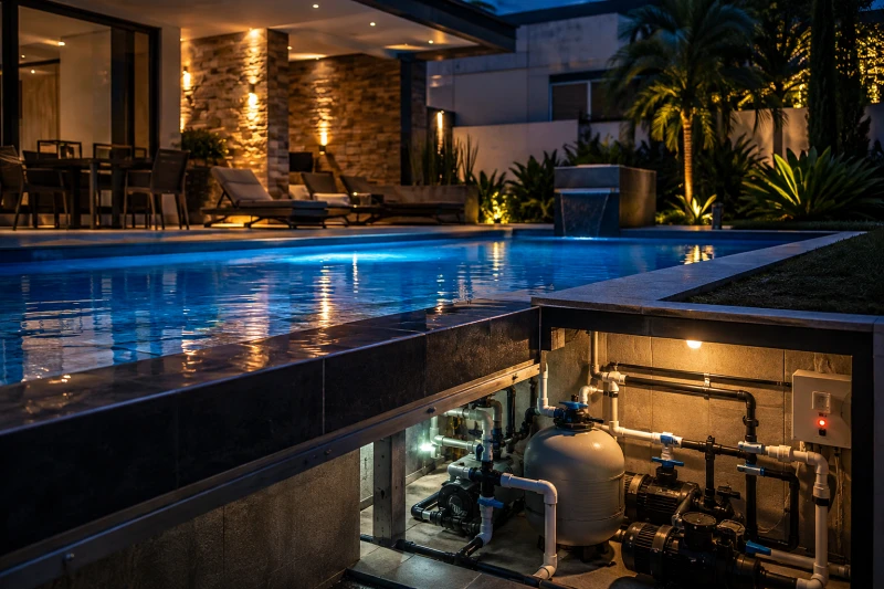 Casa de máquinas de uma piscina